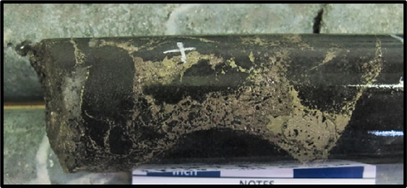 RJ Zone sulphide matrix with rounded ultramafic clasts in TK16-001